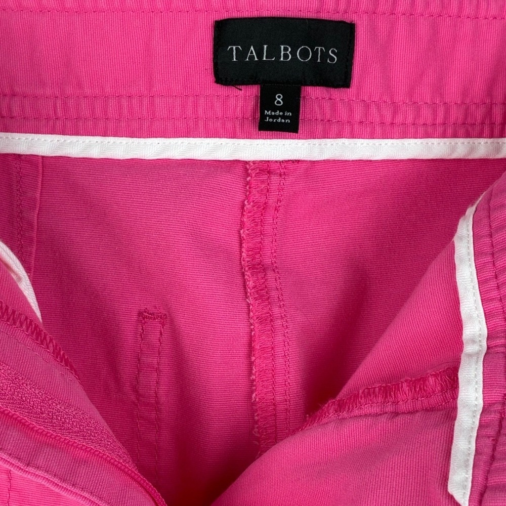 Talbots Hot Pink Wide Leg Crop Pants Size 8 Cotton Rayon Stretch High Rise - Picture 3 of 6